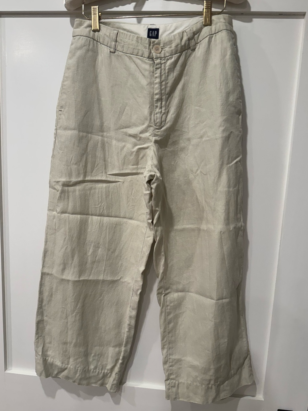 GAP Women’s 100% Linen Light Cream Wide-Leg Capri